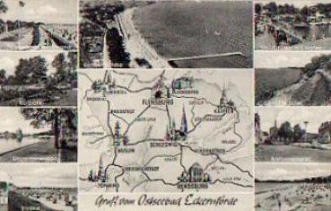24340 Eckernforde with map * approx. 1950