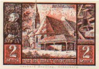 26441 Jever city emergency money value 2 marks city church and market hall 1920