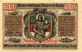 Insel Helgoland, Städtenotgeld, Wert 20 Pfennige, Ritter, 1921