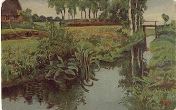 Worpswede artist card S. Wencke Moorlandschaft gebr. circa 1910