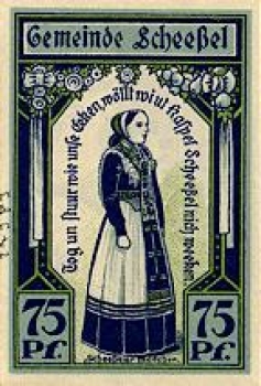 27383 Scheessel city emergency money 75 pfennigs Scheesseler girls 1921