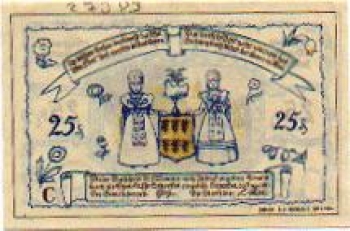 27383 Scheessel city emergency money 25 pfennigs traditional costumes 1921