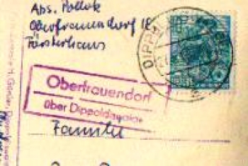01768 Oberfrauendorf post office stamp on postcard o 27.6.1960
