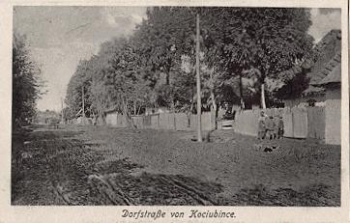 Kociubince Dorfstrasse Serbien gebr. 25.12.1917