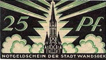 22303 Wandsbeck city emergency money 25 pfennigs 1921