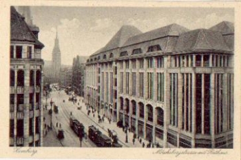 Hamburg Mönkebergstrasse mit Rathaus * ca. 1930