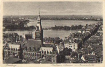 Hamburg Rathaus Binnen- und Aussenalster o 30.6.1932