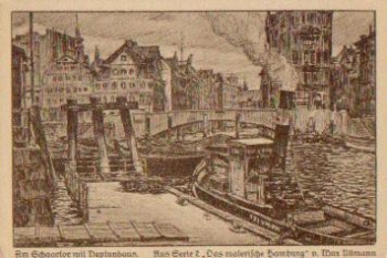 Hamburg Schaartor with Neptunhaus artist card Ullmann * ca. 1920