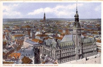 Hamburg from the Petrikirche on the town hall and inner city * ca. 1920