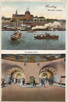 Hamburg  Elbe über Tunnel Tunneleingang * ca. 1910