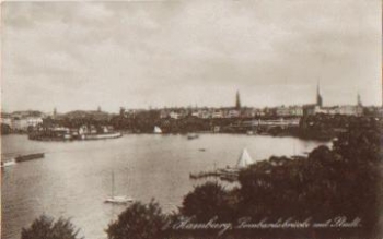 Hamburg Lombard Bridge with city o 18.6.1925