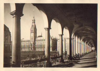 Hamburg Alsterarkaden mit Rathaus *ca. 1940
