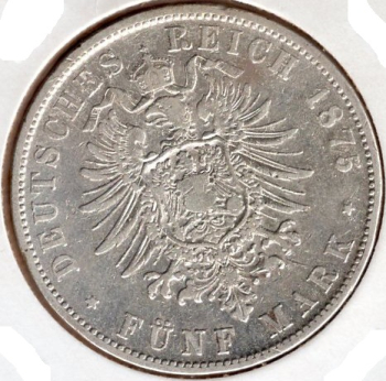 5 Mark Bayern 1875 Ludwig II Silbermünze