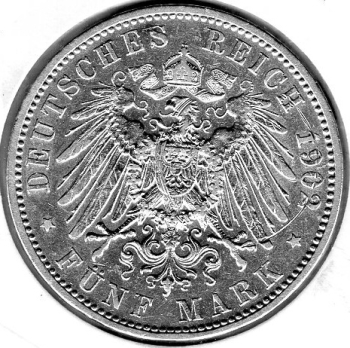 5 Mark Bavaria 1902 Otto Silver Coin