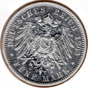 5 Mark Bavaria 1903 Otto Silver Coin