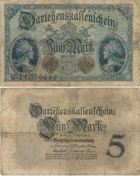 5 Mark Darlehenskassenschein 5. August 1914 