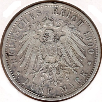 5 Mark PREUSSEN 1900 Kaiser Wilhelm II Silbermünze