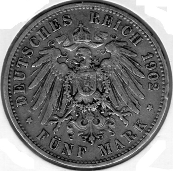 5 Mark PREUSSEN 1902 Wilhelm II Silbermünze