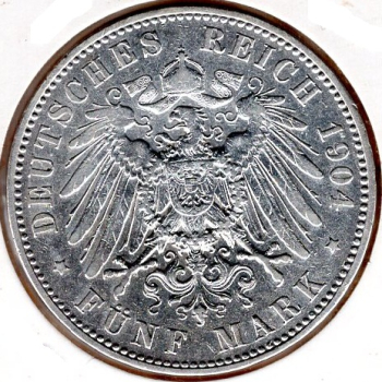 5 Mark PREUSSEN 1904 A Wilhelm II Silbermünze