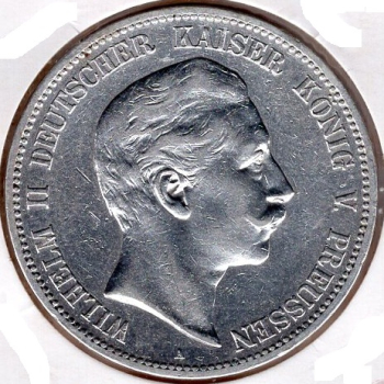 5 Mark PREUSSEN 1904 A Wilhelm II Silbermünze
