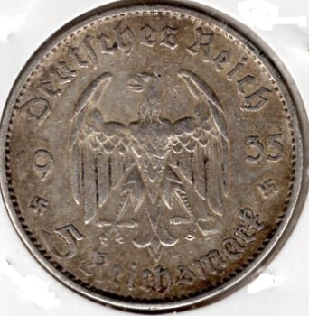 5 Reichsmark 1935 F Garnisonskirche Silbermünze Deutsches Reich