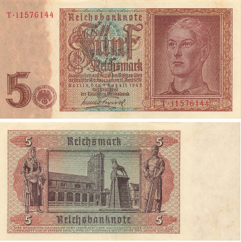 Fünf Reichsmark Hitlerjunge 1. August 1942 RO179b  DEU-220b