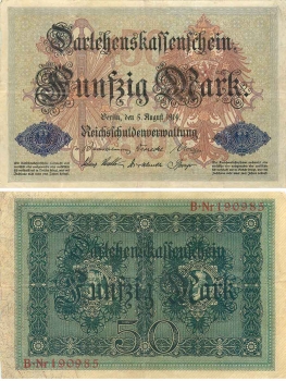 50 Mark Darlehenskassenschein 5. August 1914 