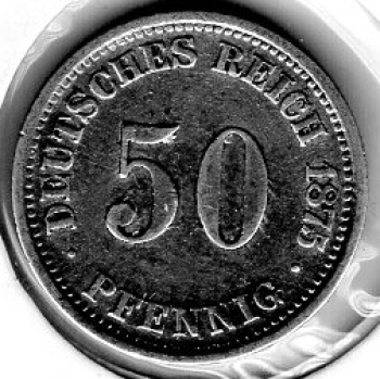 50 Pfennig 1875 J German Empire Silver Coin