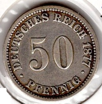50 Pfennig 1877 B Deutsches Kaiserreich Silbermünze