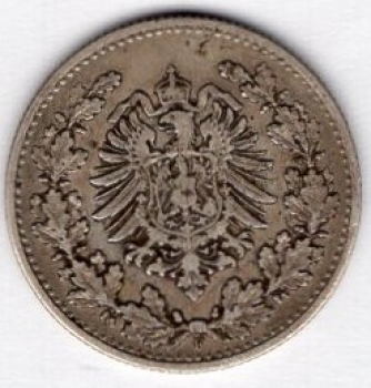 50 Pfennig 1877 F German Empire Silver Coin