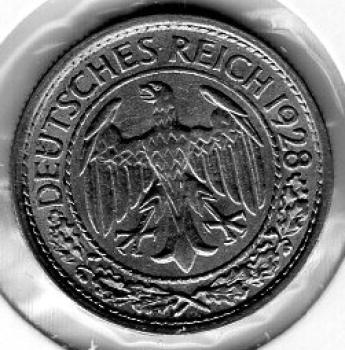 50 Reichspfennig 1928 E Weimar Republic