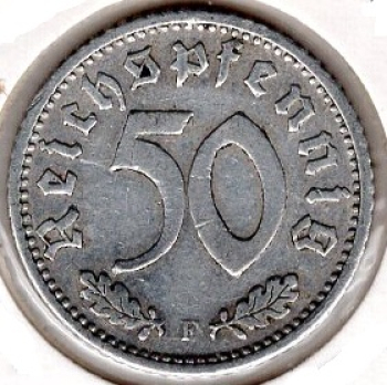 50 Reichspfennig 1935 F Drittes Reich Reichsadler