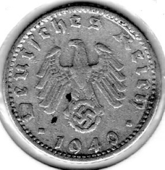 50 Reichspfennig 1940 G Drittes Reich mit Hakenkreuz