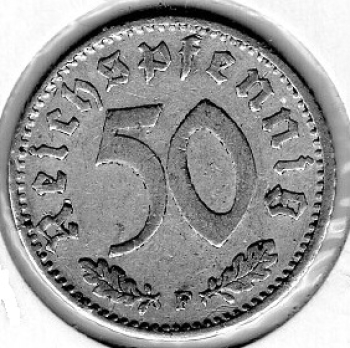 50 Reichspfennig 1941 F Third Reich with Swastika