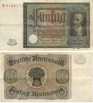 Funfzig Rentenmark Rentenbankschein 6. Juli 1934 RO165 DEU-221 Rosenberg 165 DEU 221
