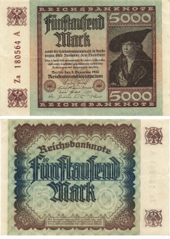 5000 Mark Reichsbanknote 2. Dezember 1922 Kaufmann Imhof RO80d DEU-91d 