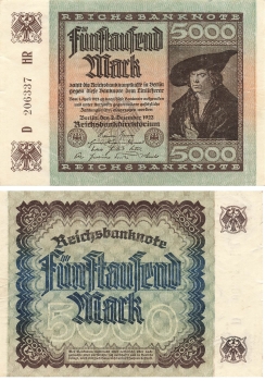 5000 Mark Reichsbanknote 2. Dezember 1922 Kaufmann Imhof RO80f DEU-91f bankfrisch