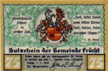 56132 Fruecht city emergency money 75 pfennigs 1922