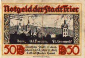 Trier city emergency money 50 pfennigs 1921
