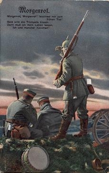 German soldiers "Morgenrot" WWI serial card o April 25, 1915