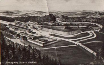 Adenau Nürburg-Ring Autorennstrecke Start- u. Zielplatz *ca. 1940