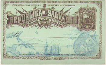El Salvador postal stationery 2 centavos 1892 (400 years of discovery by Cristobal Colon)