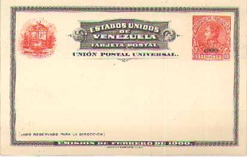 Venezuela postal stationary 10 centimos with overprint 1900