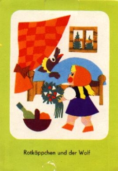 Little Red Riding Hood and the Wolf fairy tale card * approx. 1970