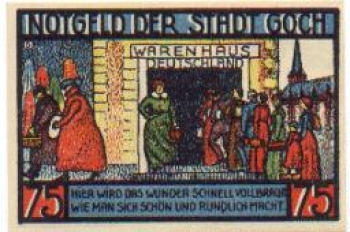 47574 Goch Städtenotgeld Nr. 5 75 Pfennige  1921