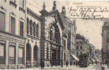 Crefeld, Friedrichstrasse Hochstrasse with market hall, tram o 6.4.1903