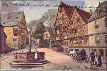 63897 Miltenberg Marktplatz artist card H. Hofmann o 23.8.1915