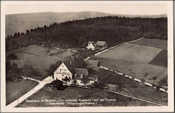 Waldmichelbach Gasthaus Zur schönen Aussicht auf der Tromm, Luftaufnahme,* ca. 1940