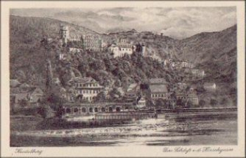 Heidelberg Schloss von der Hirschgasse Künstlerkarte * ca. 1930