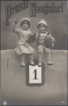 Children, New Years card, series No. 3198, gebr. circa 1920